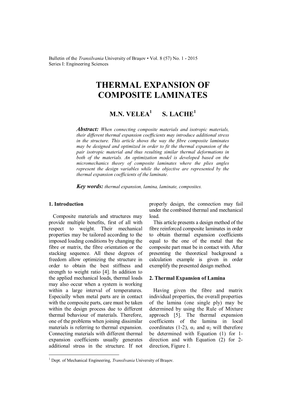 Thermal Expansion of Composite Laminates