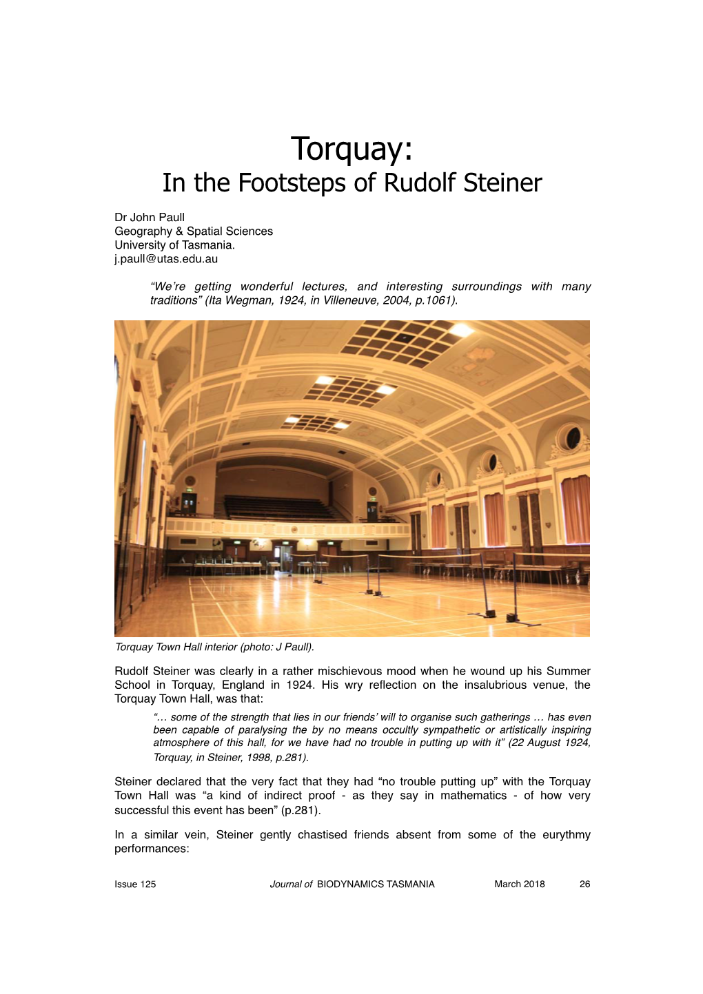 In the Footsteps of Rudolf Steiner
