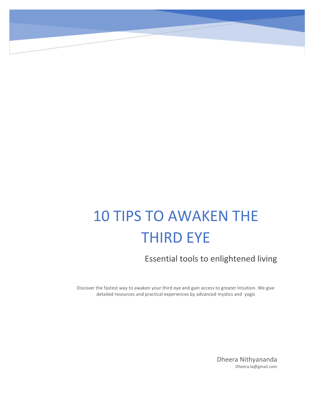 Free Report on Third Eye Awakening