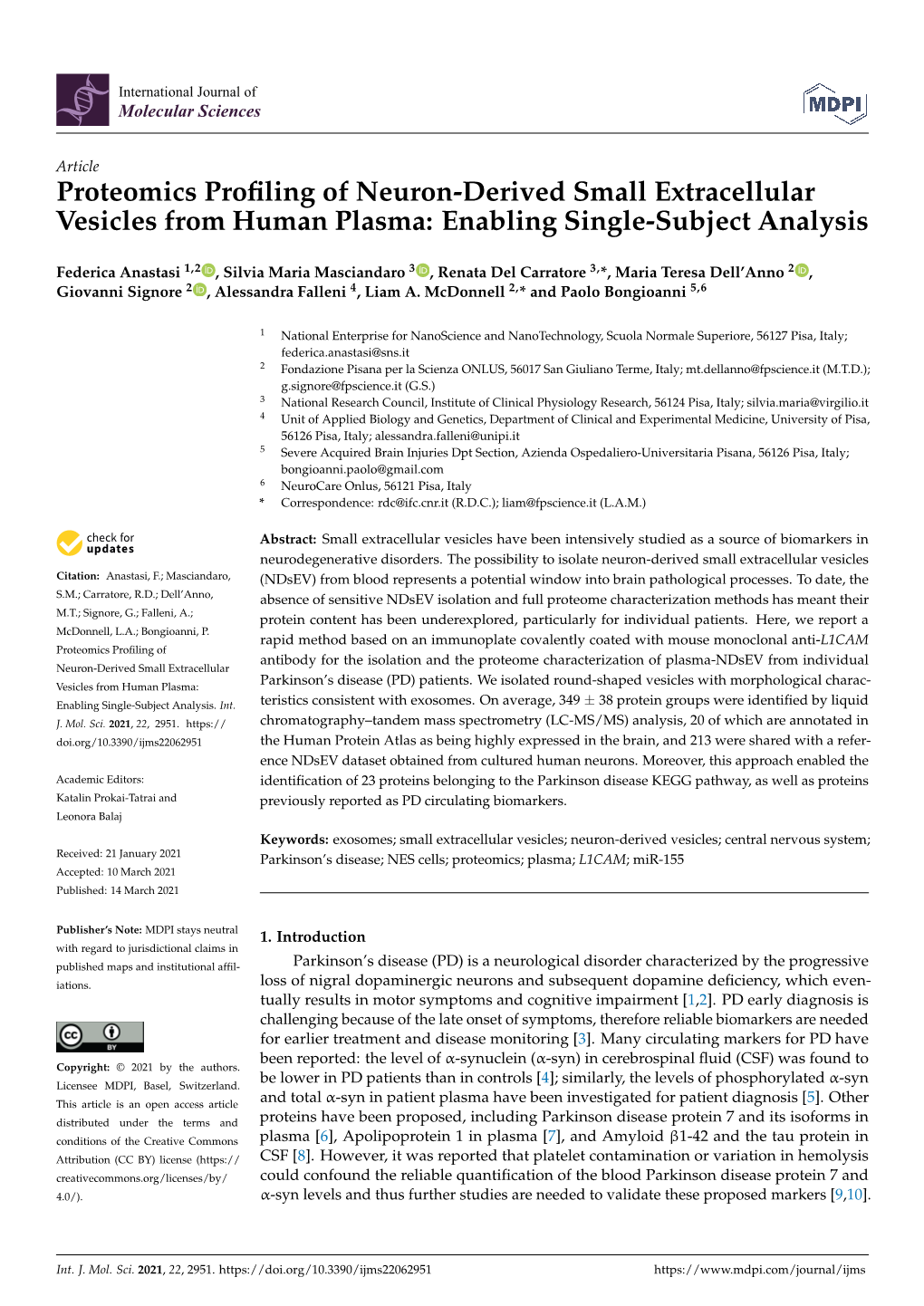 Proteomics Profiling of Neuron-Derived Small