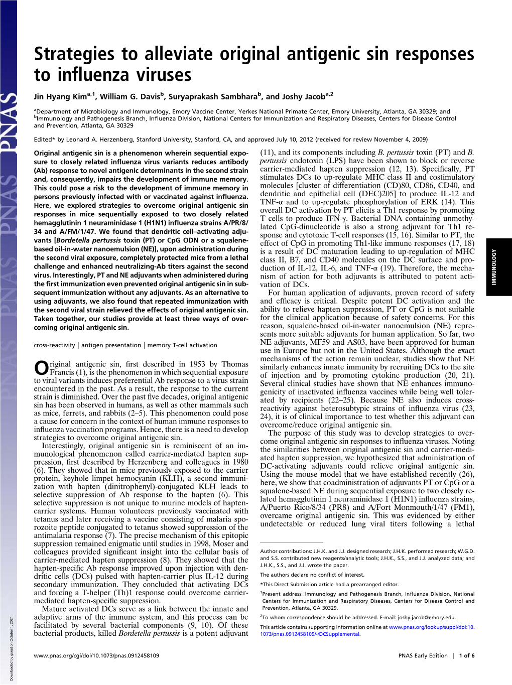 Strategies to Alleviate Original Antigenic Sin Responses to Influenza