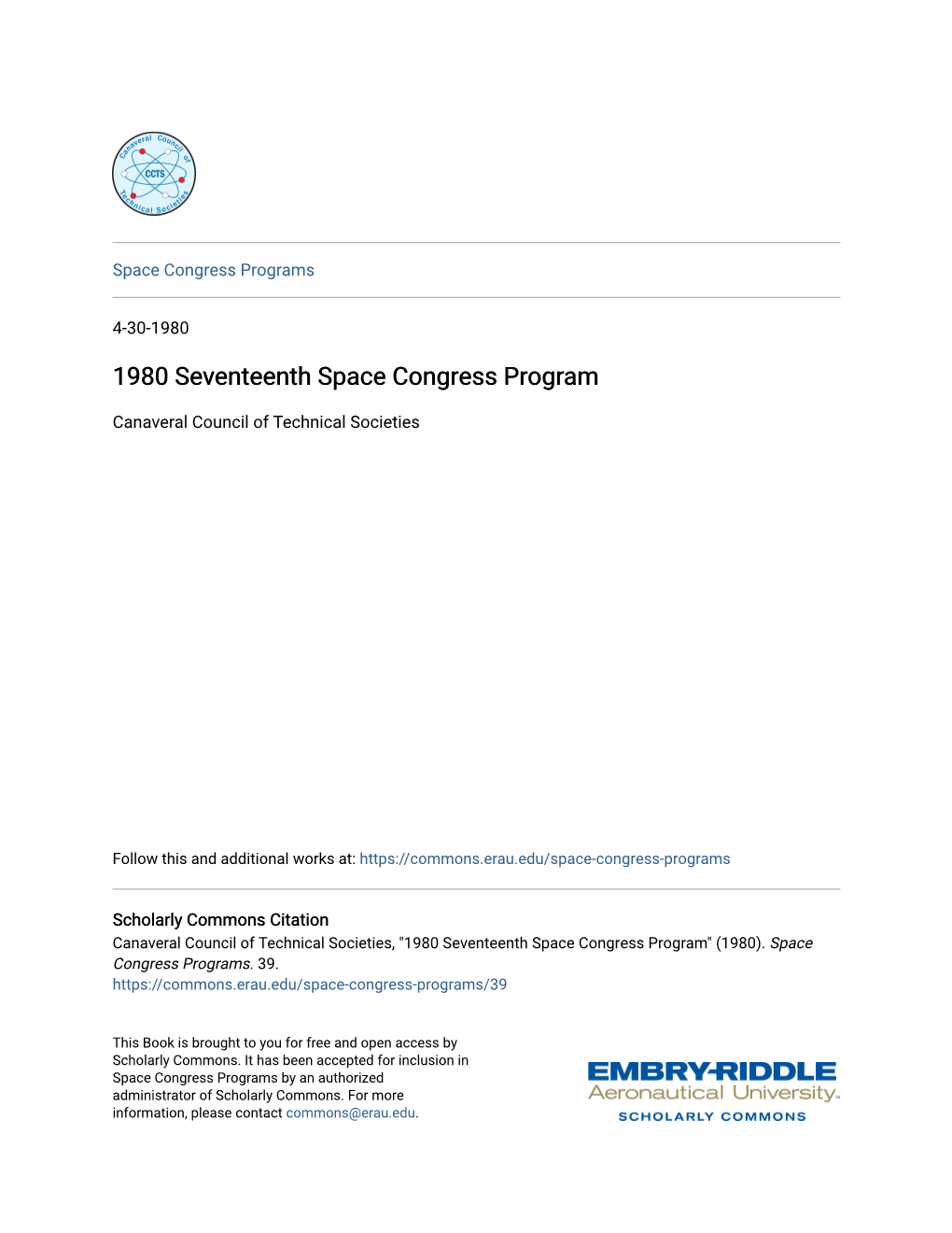 1980 Seventeenth Space Congress Program