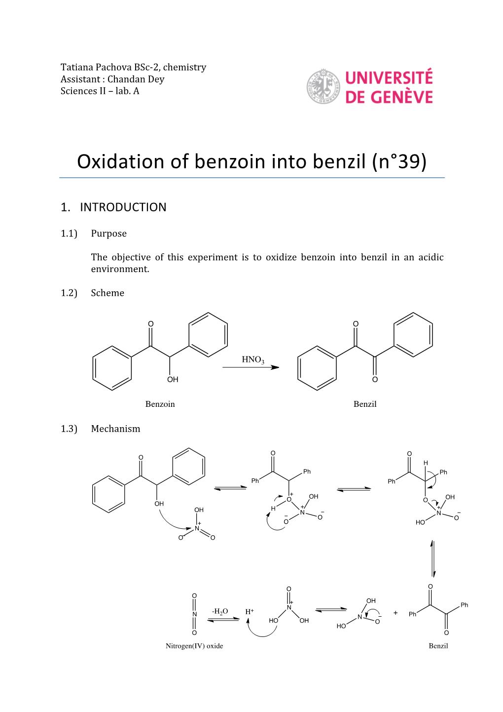 Oxidation of Benzoin Into Benzil (N°39)