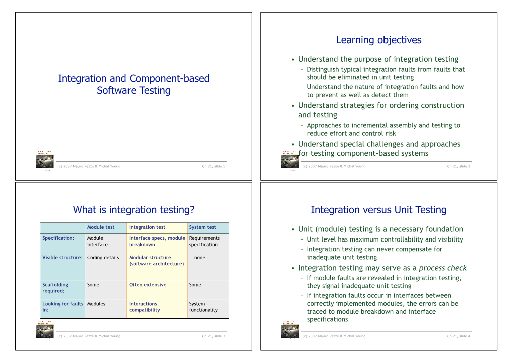 Integration and Component-Based Software Testing Learning