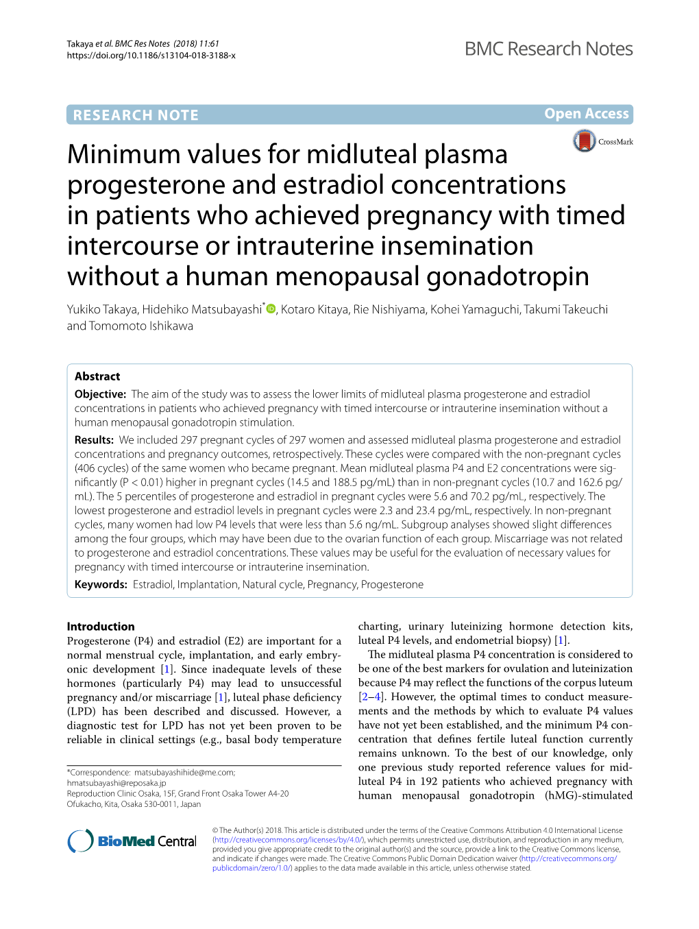 Minimum Values for Midluteal Plasma Progesterone and Estradiol