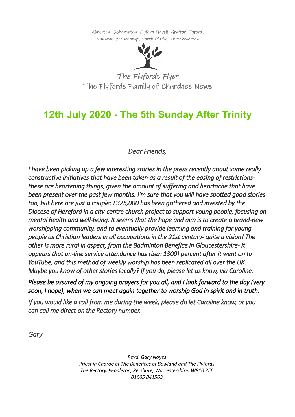 12Th July 2020 - the 5Th Sunday After Trinity