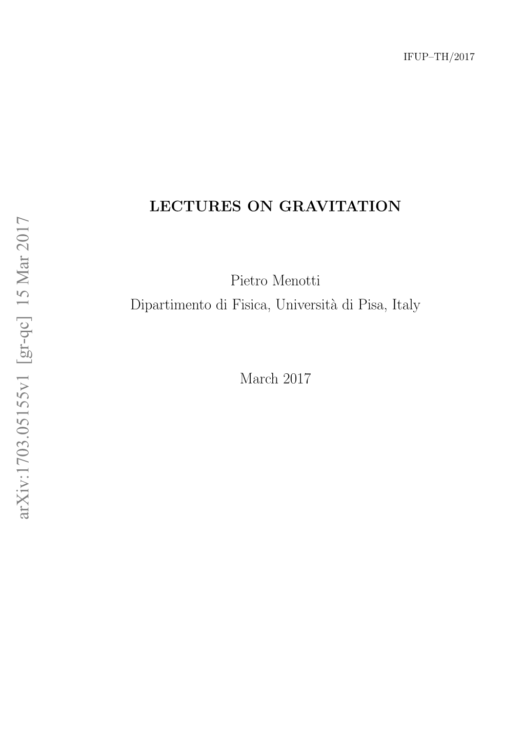 Lectures on Gravitation