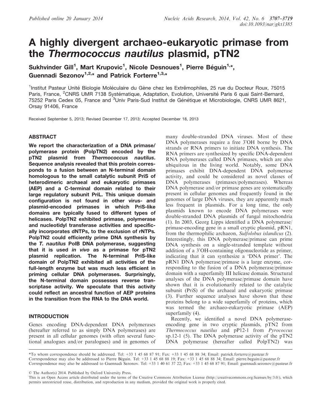 A Highly Divergent Archaeo-Eukaryotic Primase from the Thermococcus