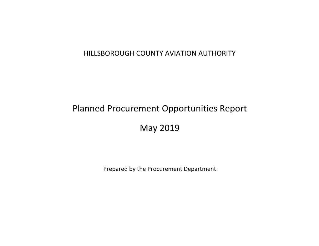 May 2019 Planned Procurement Opportunities Report