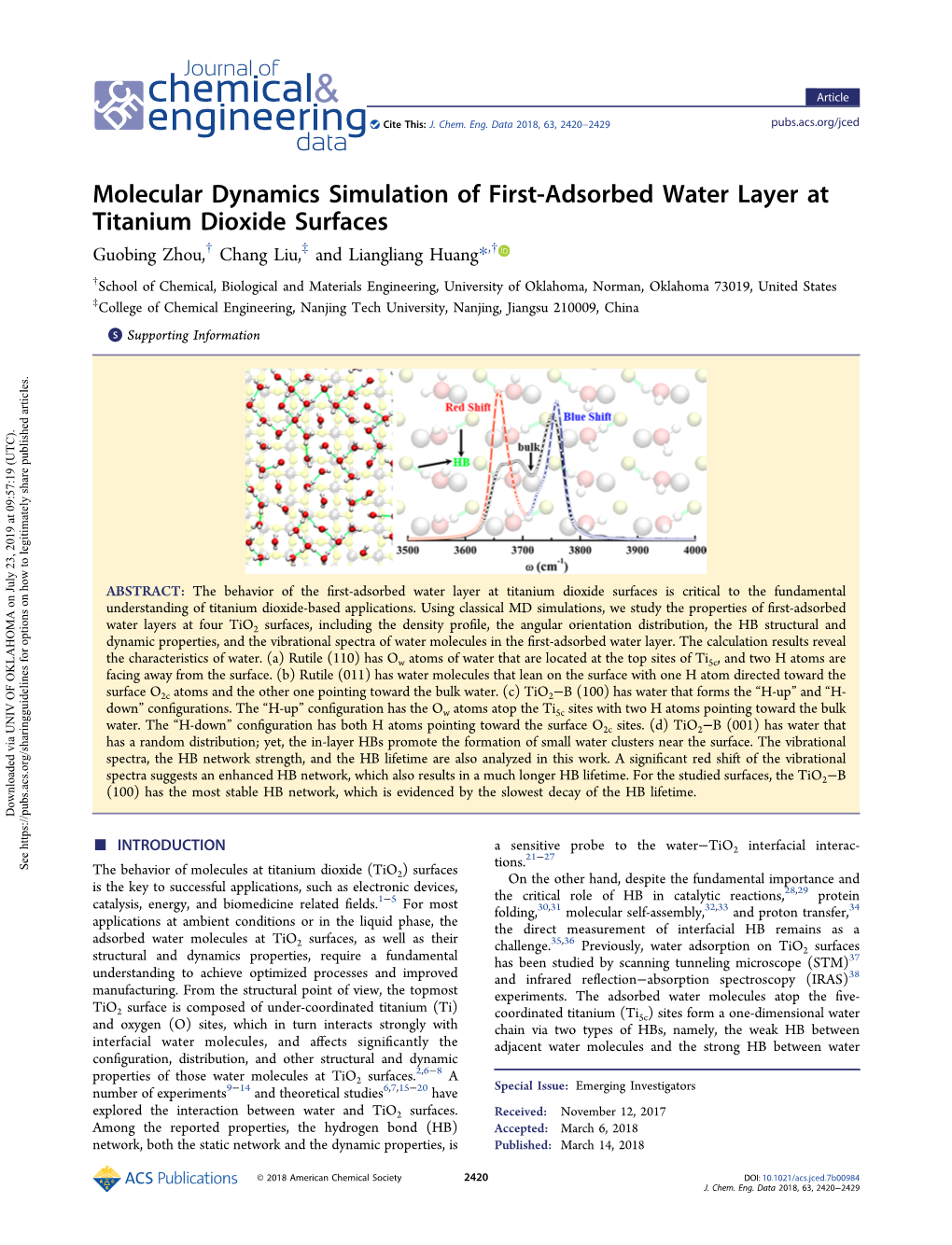 Molecular Dynamics Simulation of First-Adsorbed Water Layer At