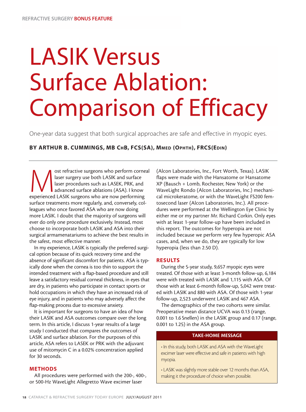 LASIK Versus Surface Ablation: Comparison of Efficacy