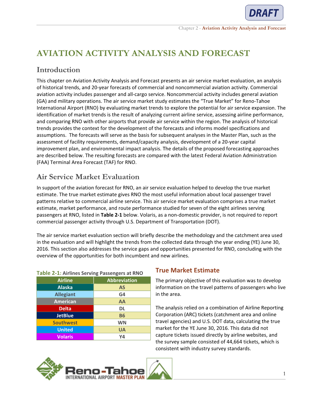 Aviation Activity Analysis and Forecast