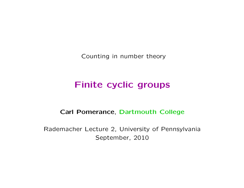 Finite Cyclic Groups