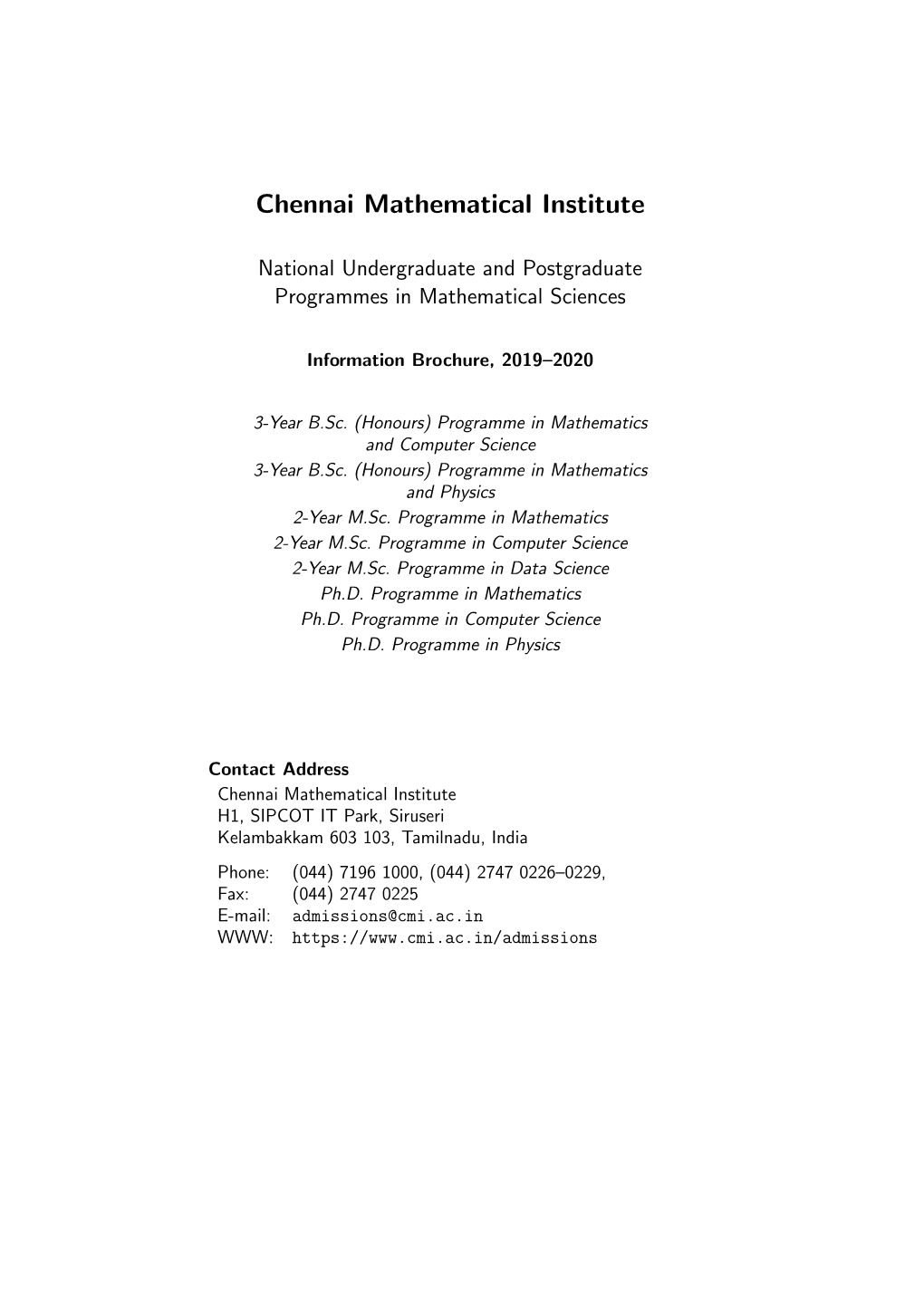 Chennai Mathematical Institute