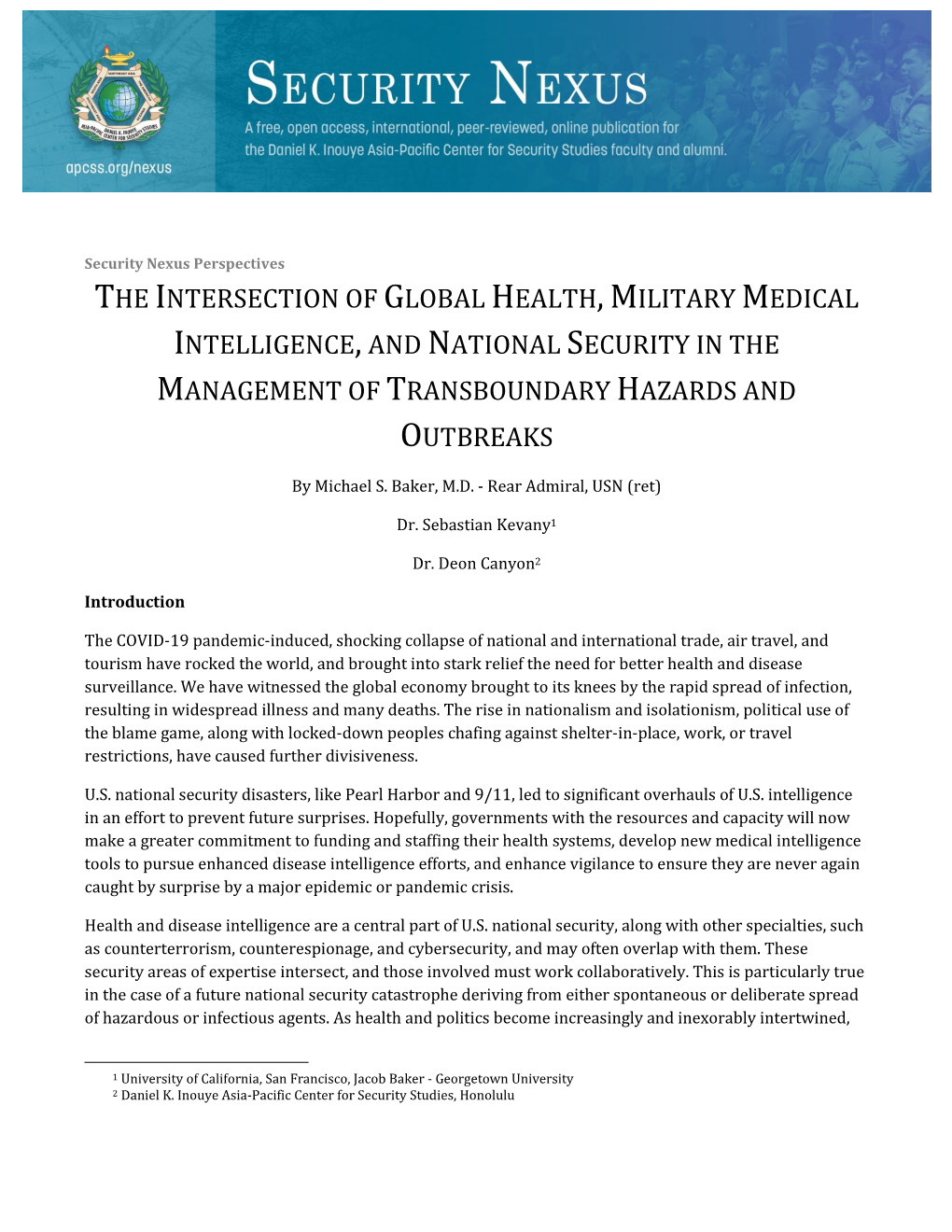 The Intersection of Global Health,Military Medical