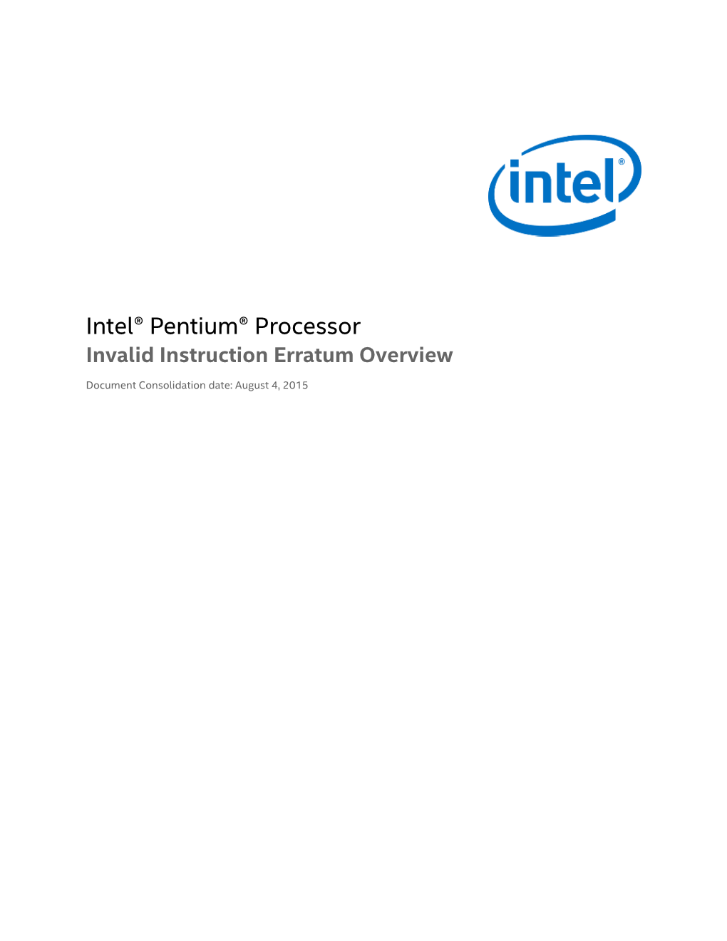 Intel® Pentium® Processor Invalid Instruction Erratum Overview