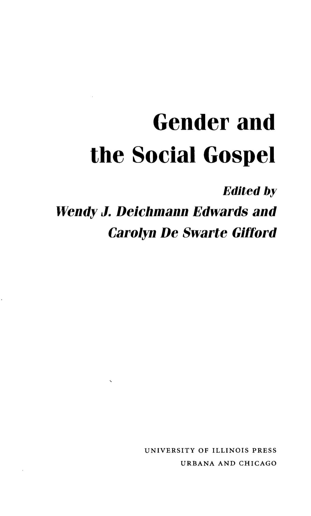 Gender and the Social Gospel