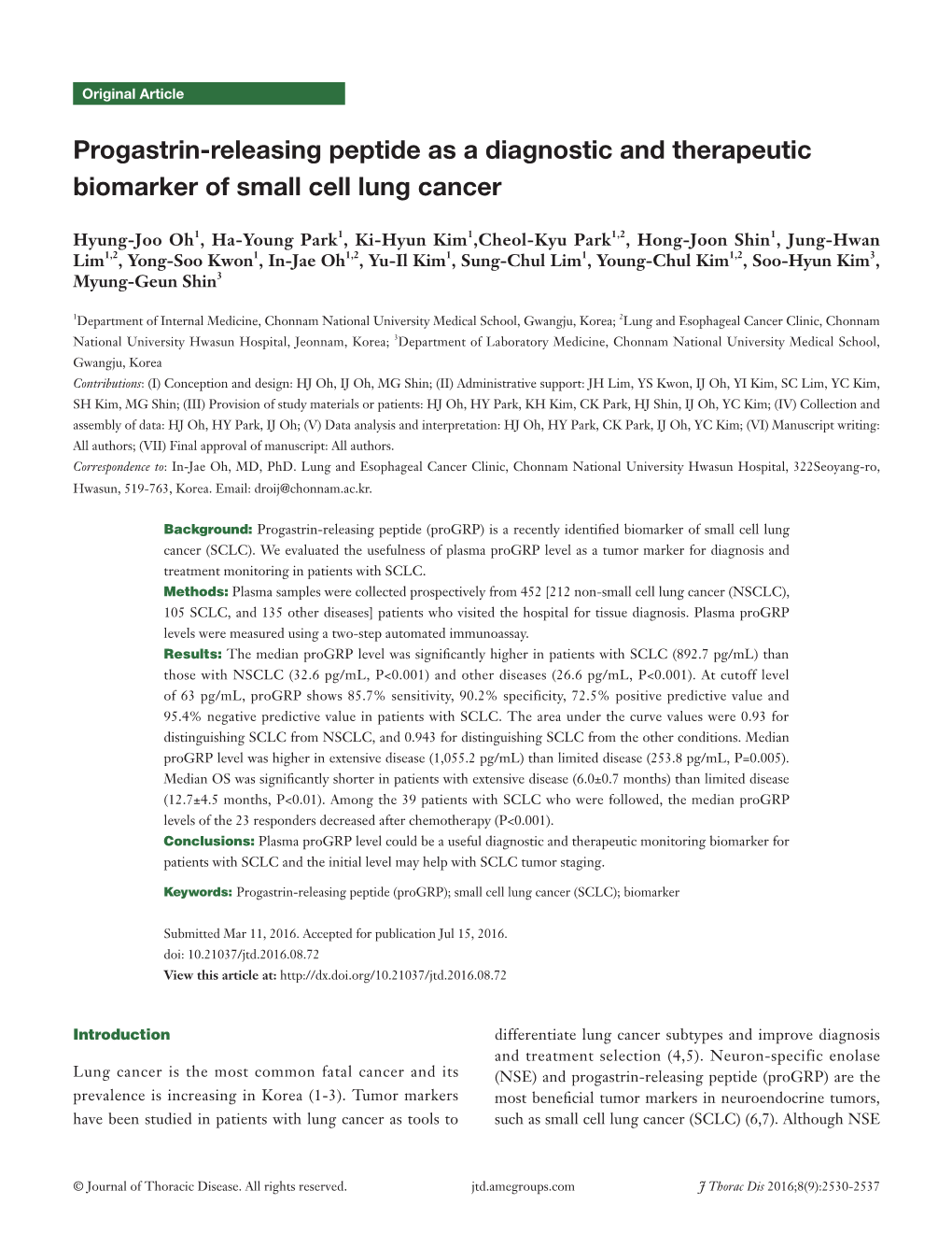 Progastrin-Releasing Peptide As a Diagnostic and Therapeutic Biomarker of Small Cell Lung Cancer