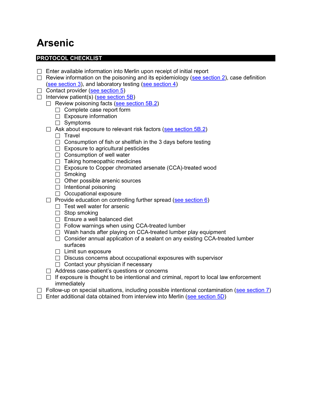 Arsenic Poisoning Guide to Surveillance and Investigation