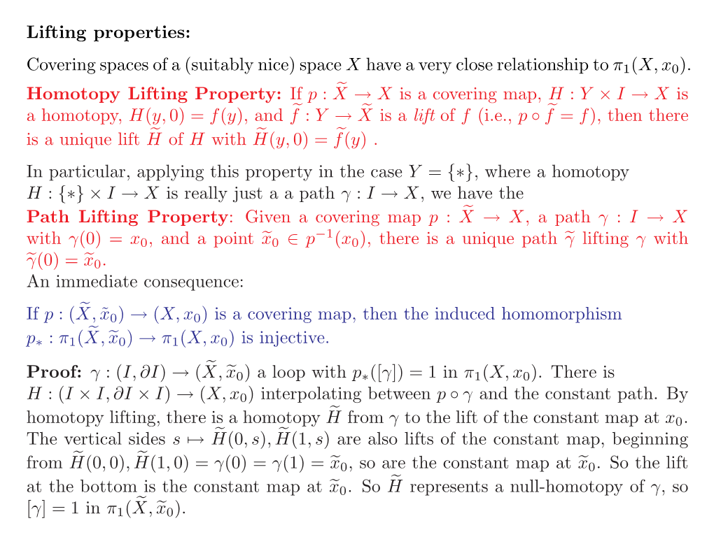 Lifting Properties: Covering Spaces of a (Suitably Nice) Space X Have A