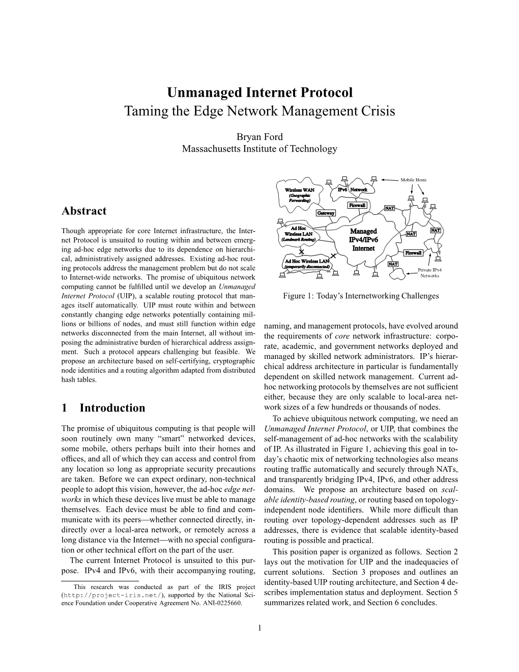 Unmanaged Internet Protocol Taming the Edge Network Management Crisis