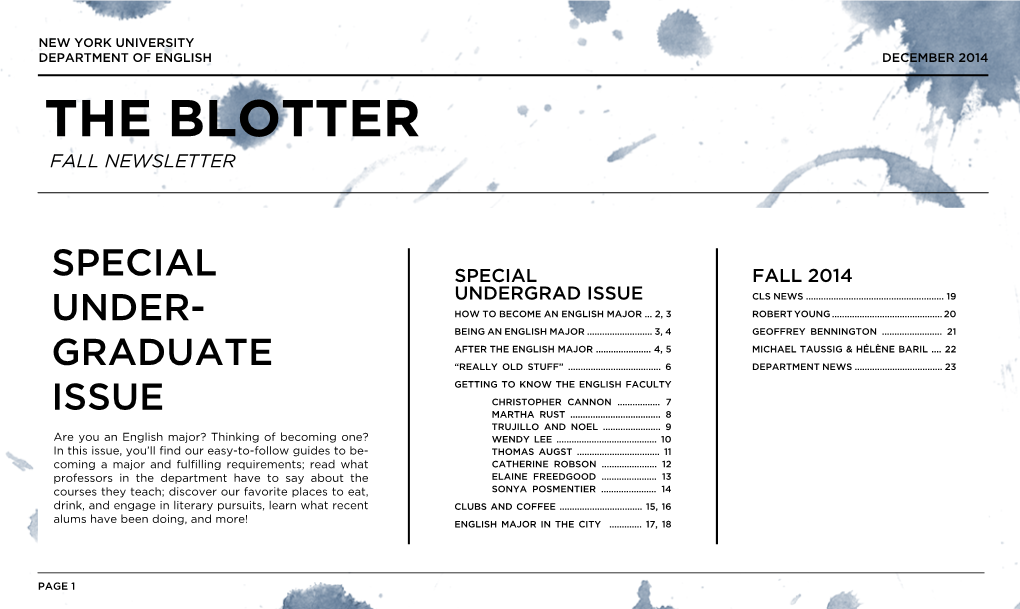 The Blotter Fall Newsletter