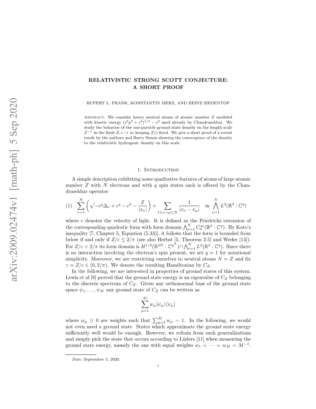 Relativistic Strong Scott Conjecture: a Short Proof