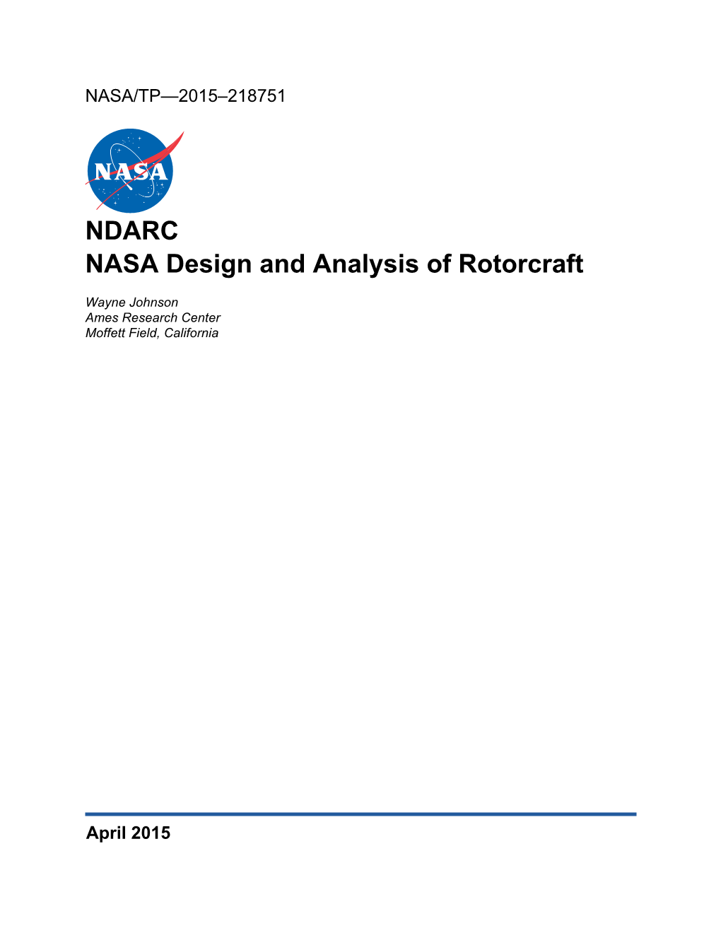 NDARC NASA Design and Analysis of Rotorcraft