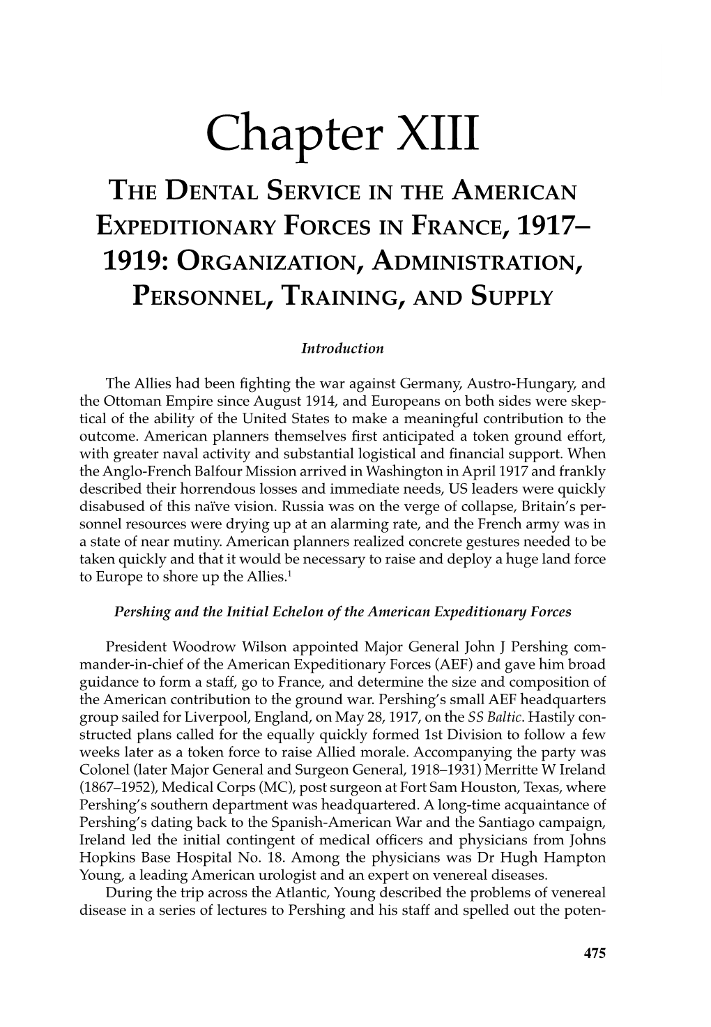 Chapter 13, the Dental Service in the American Expeditionary Forces In