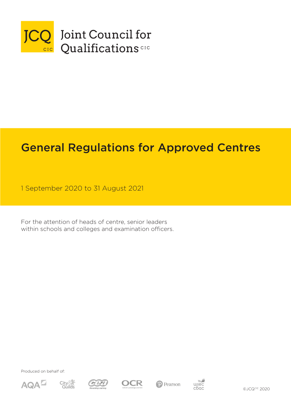 General Regulations for Approved Centres, 1 September 2020