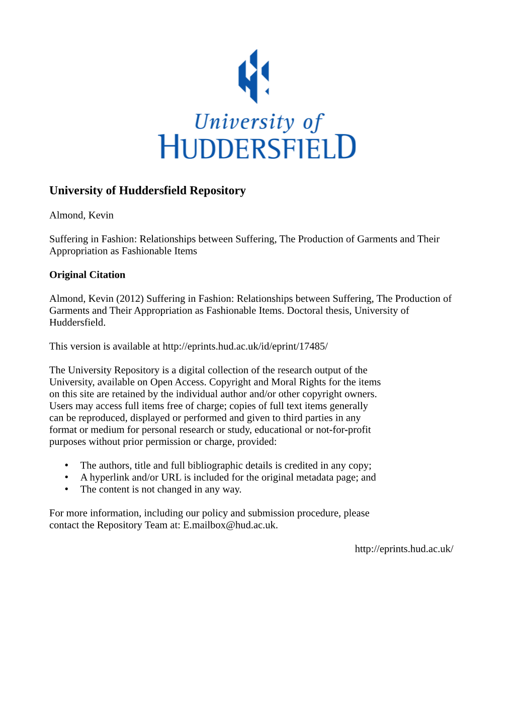 University of Huddersfield Repository