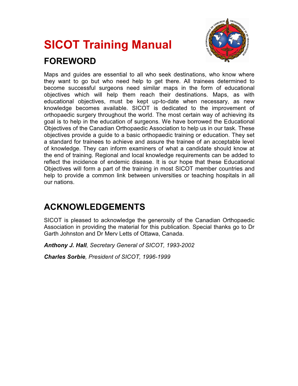 Training Manual FOREWORD