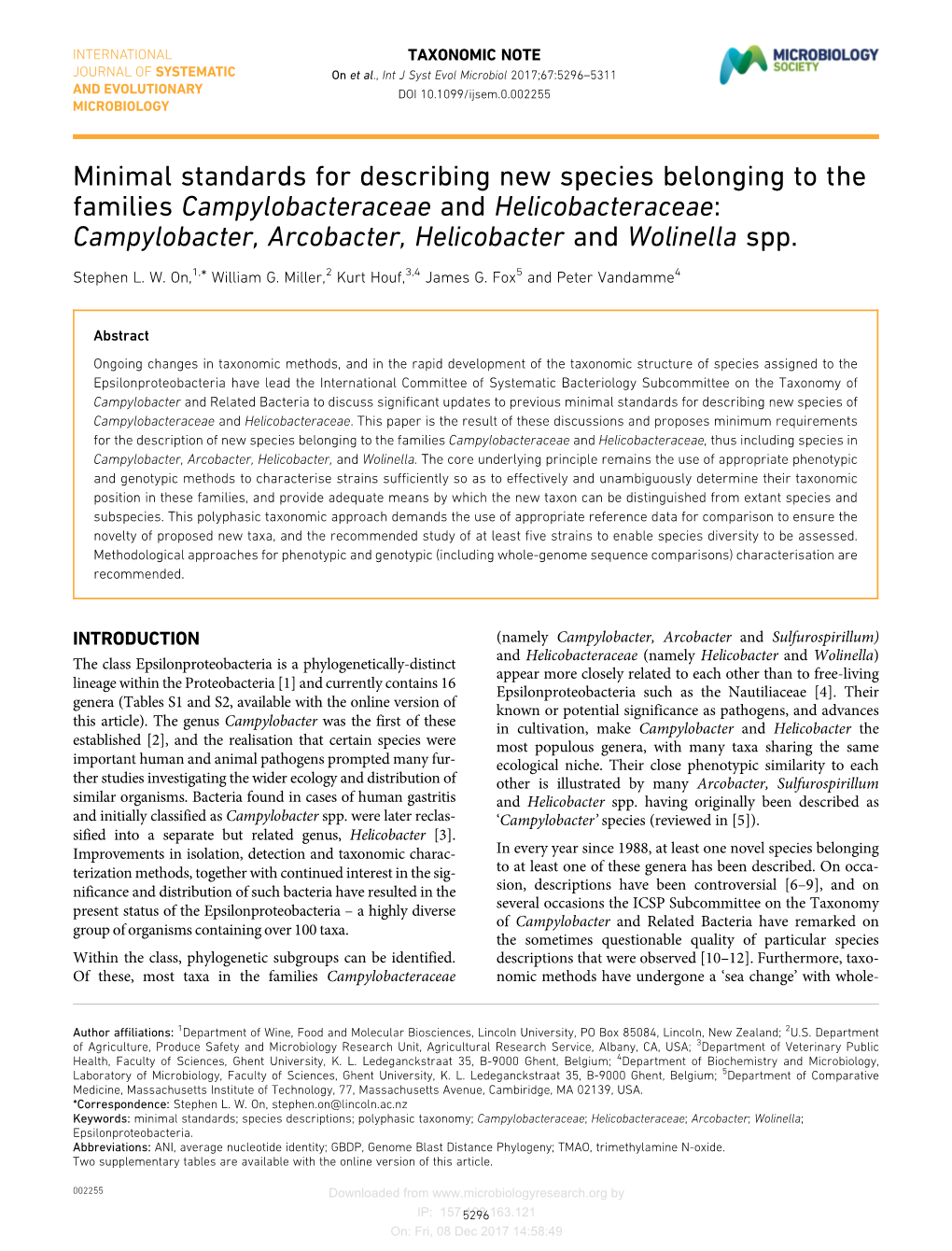 Minimal Standards for Describing New Species Belonging To