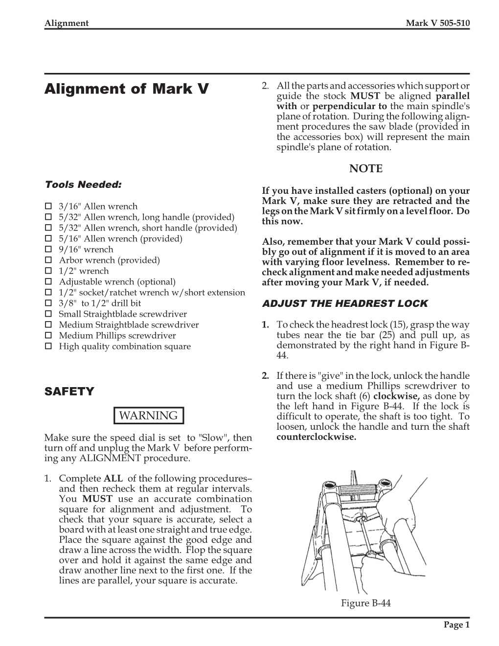 Alignment of Mark V 2