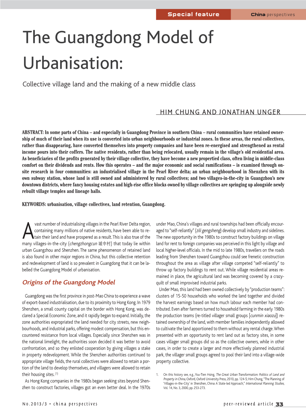 The Guangdong Model of Urbanisation