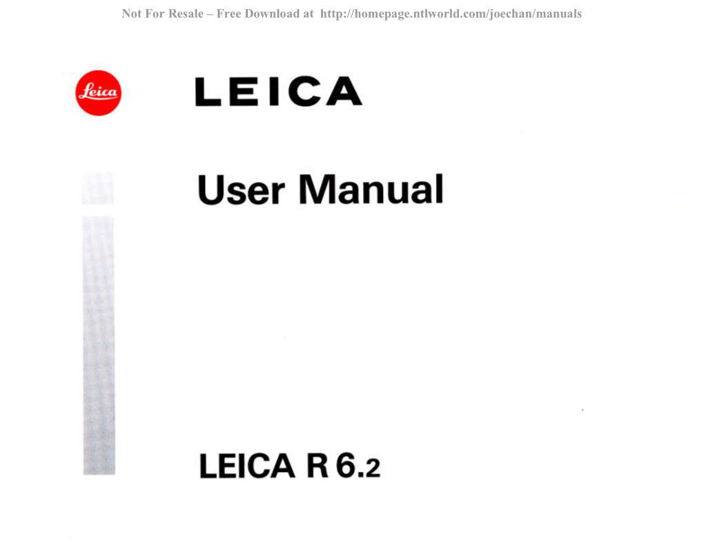 Design of LEICA R-Lenses ® 800Mm F/6.3 MR-TELYT -S