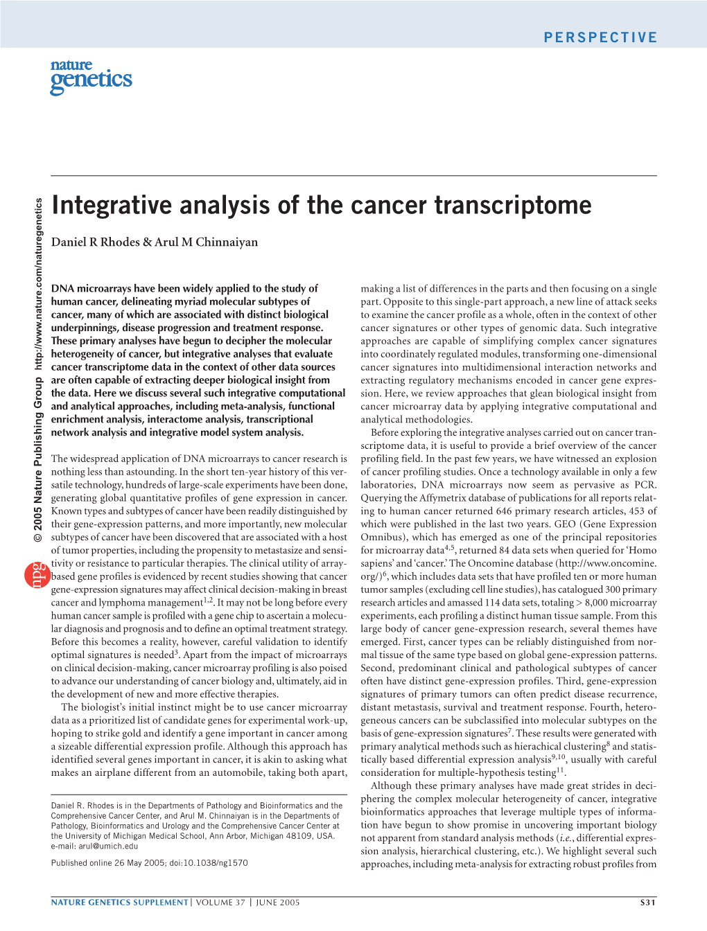 Integrative Analysis of the Cancer Transcriptome