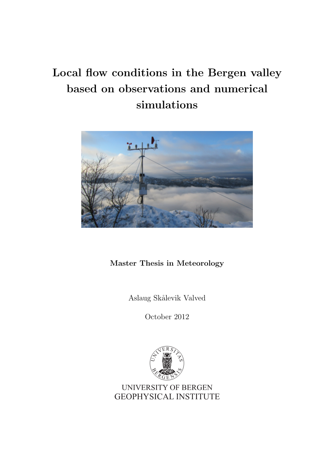 Local Flow Conditions in the Bergen Valley Based on Observations And