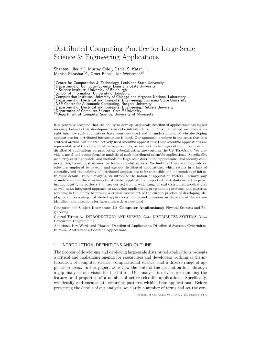 Distributed Computing Practice for Large-Scale Science & Engineering