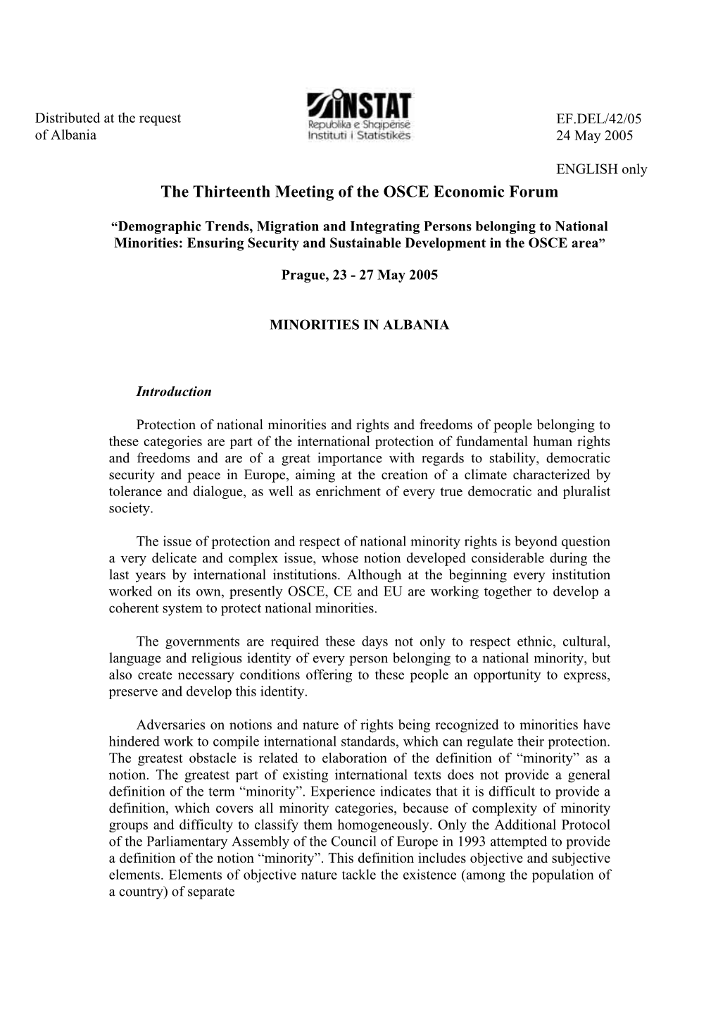 The Thirteenth Meeting of the OSCE Economic Forum