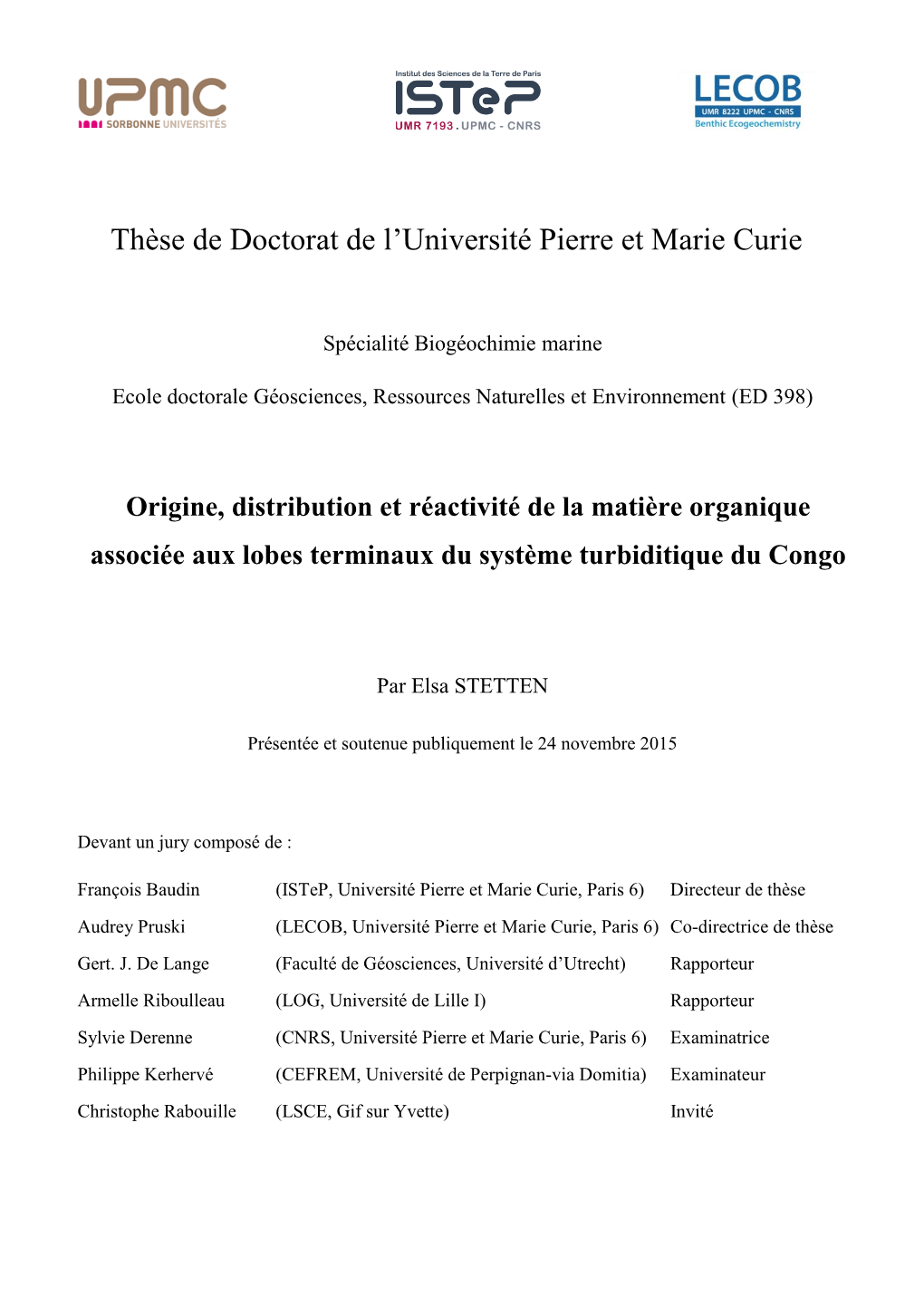 Thèse De Doctorat De L'université Pierre Et Marie Curie