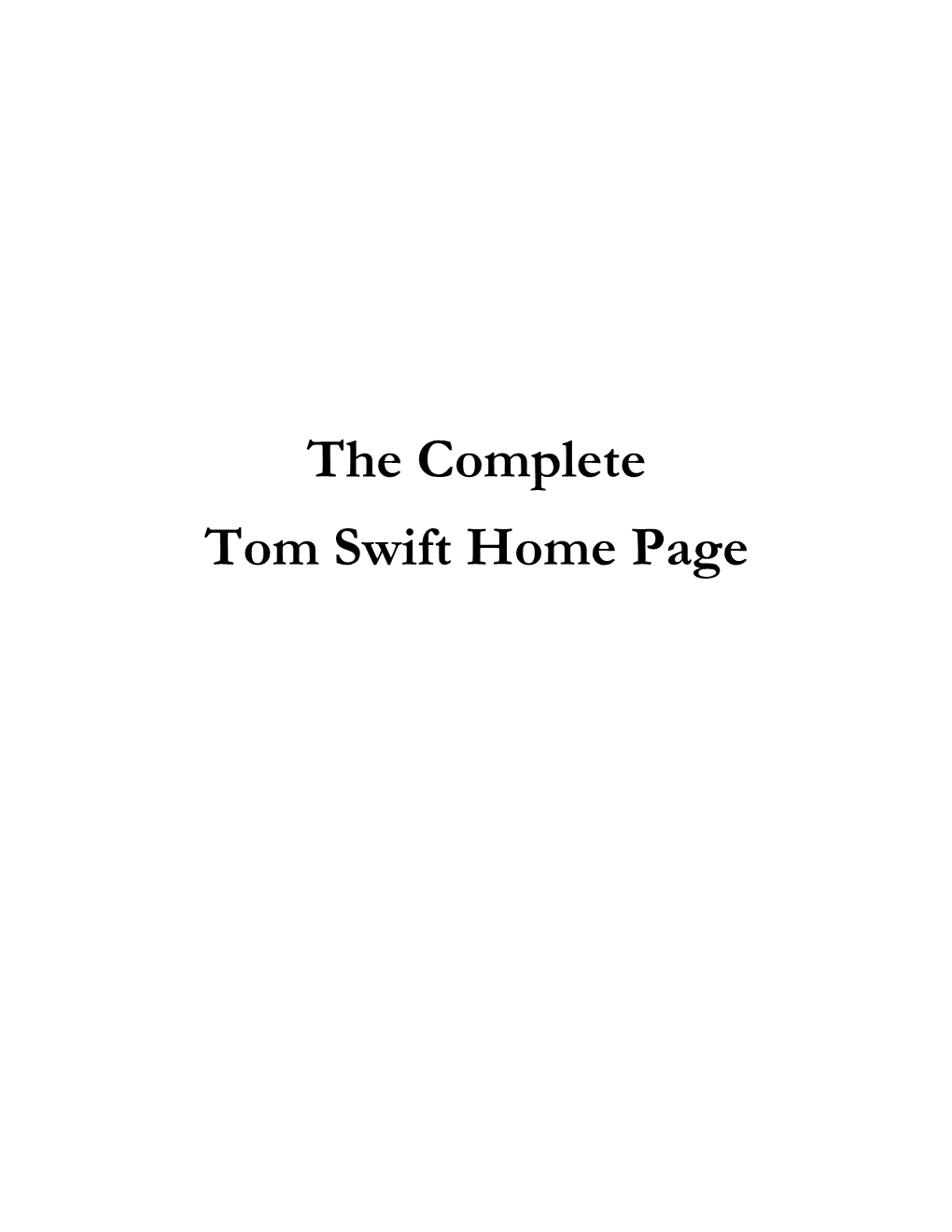 The Complete Tom Swift Home Page