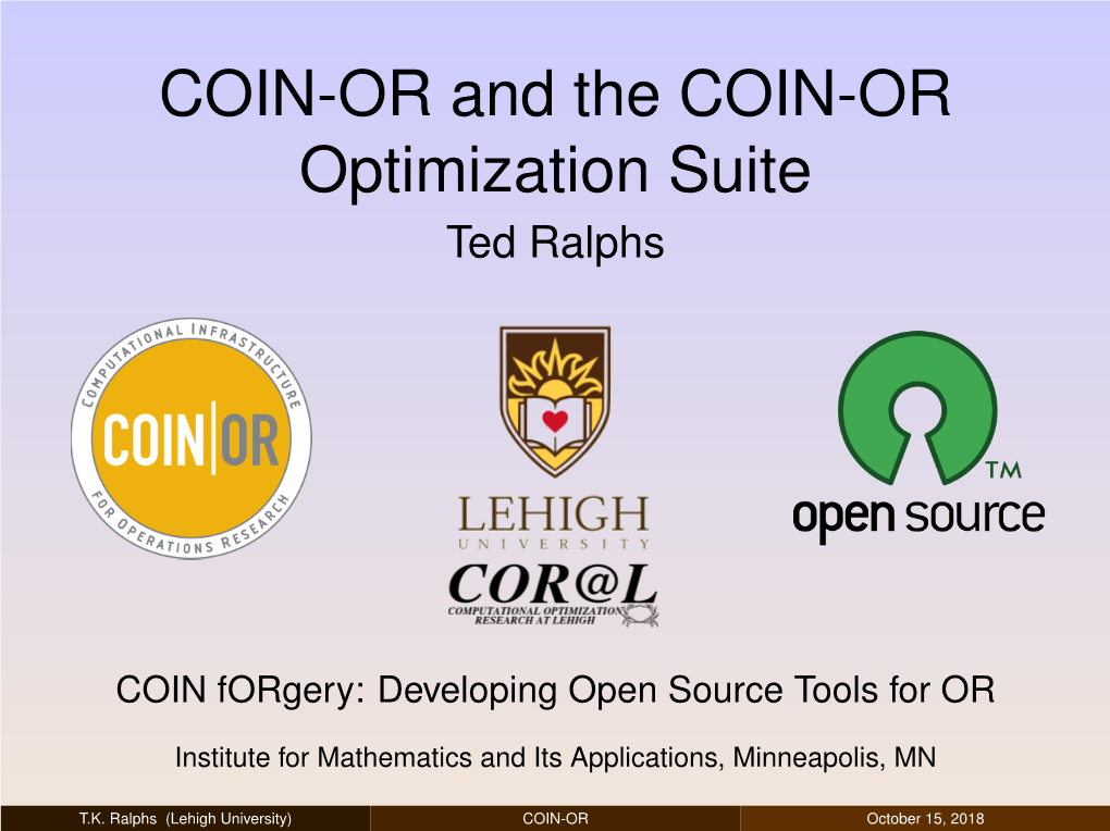 Introduction to the COIN-OR Optimization Suite