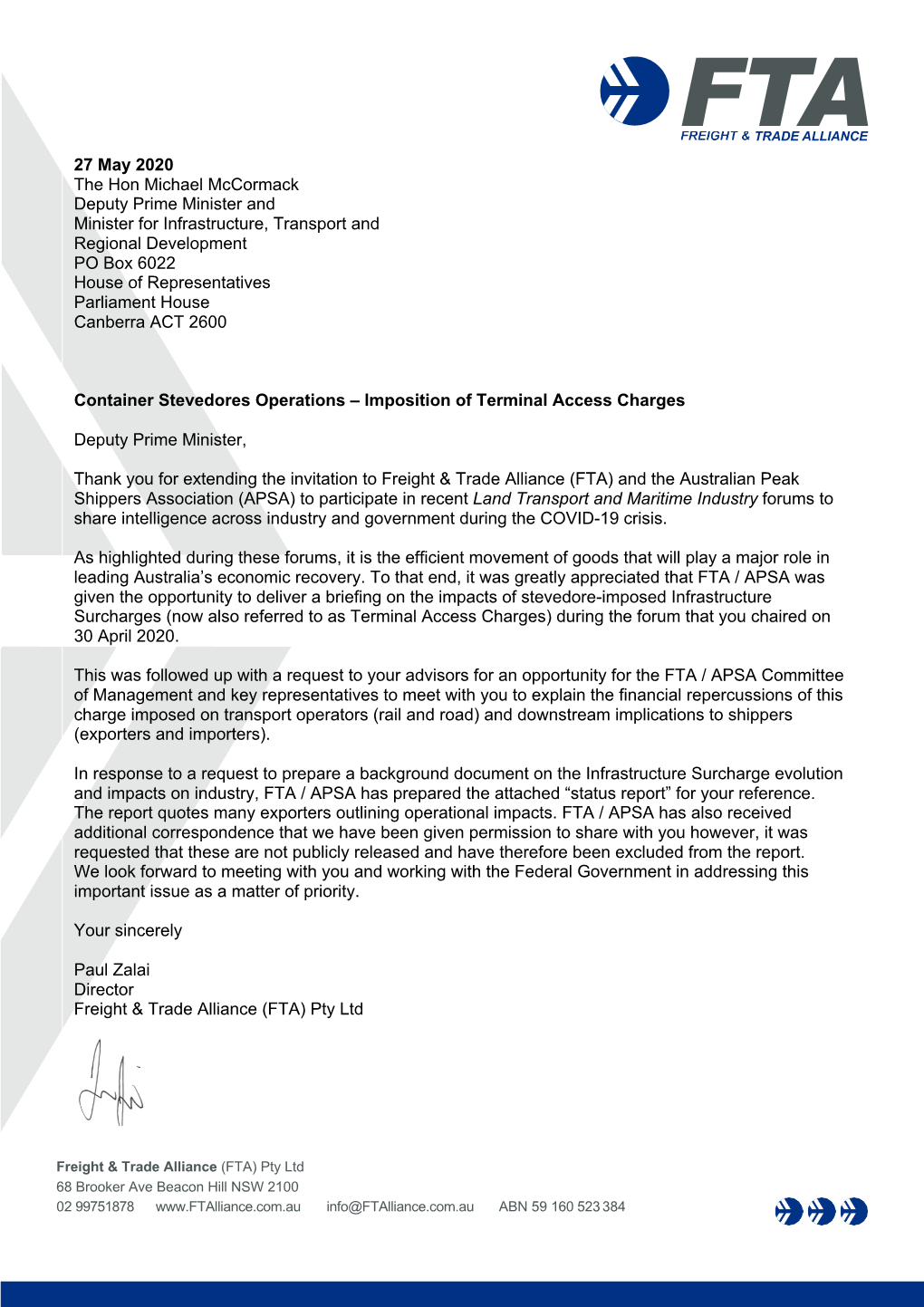 Container Stevedore Imposition of Terminal Access Charges