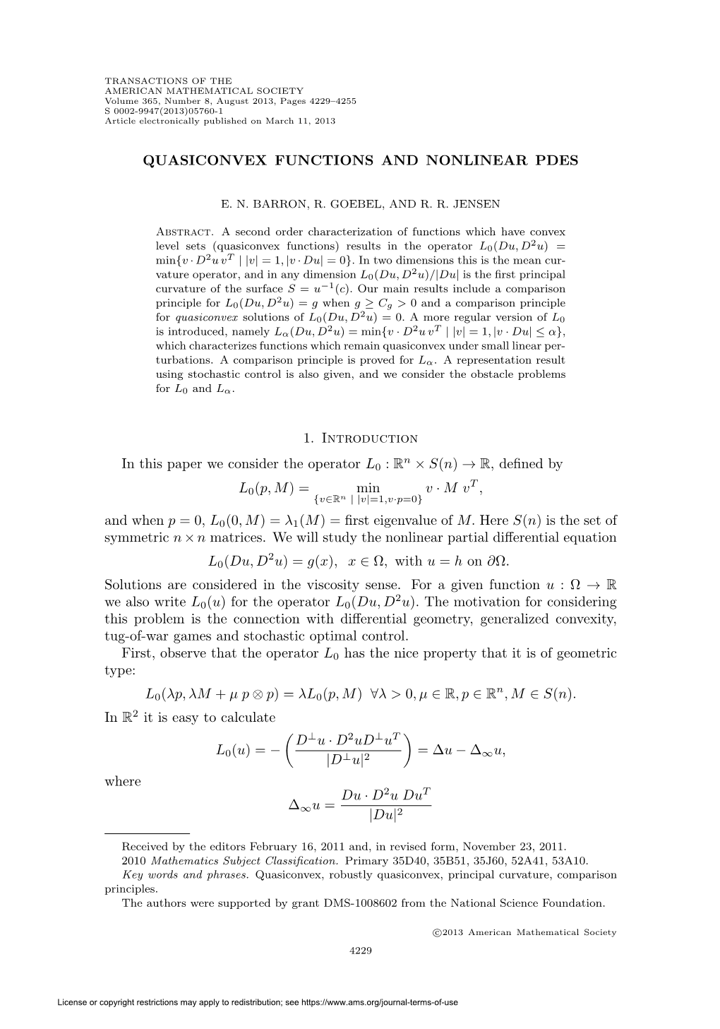 Quasiconvex Functions and Nonlinear Pdes