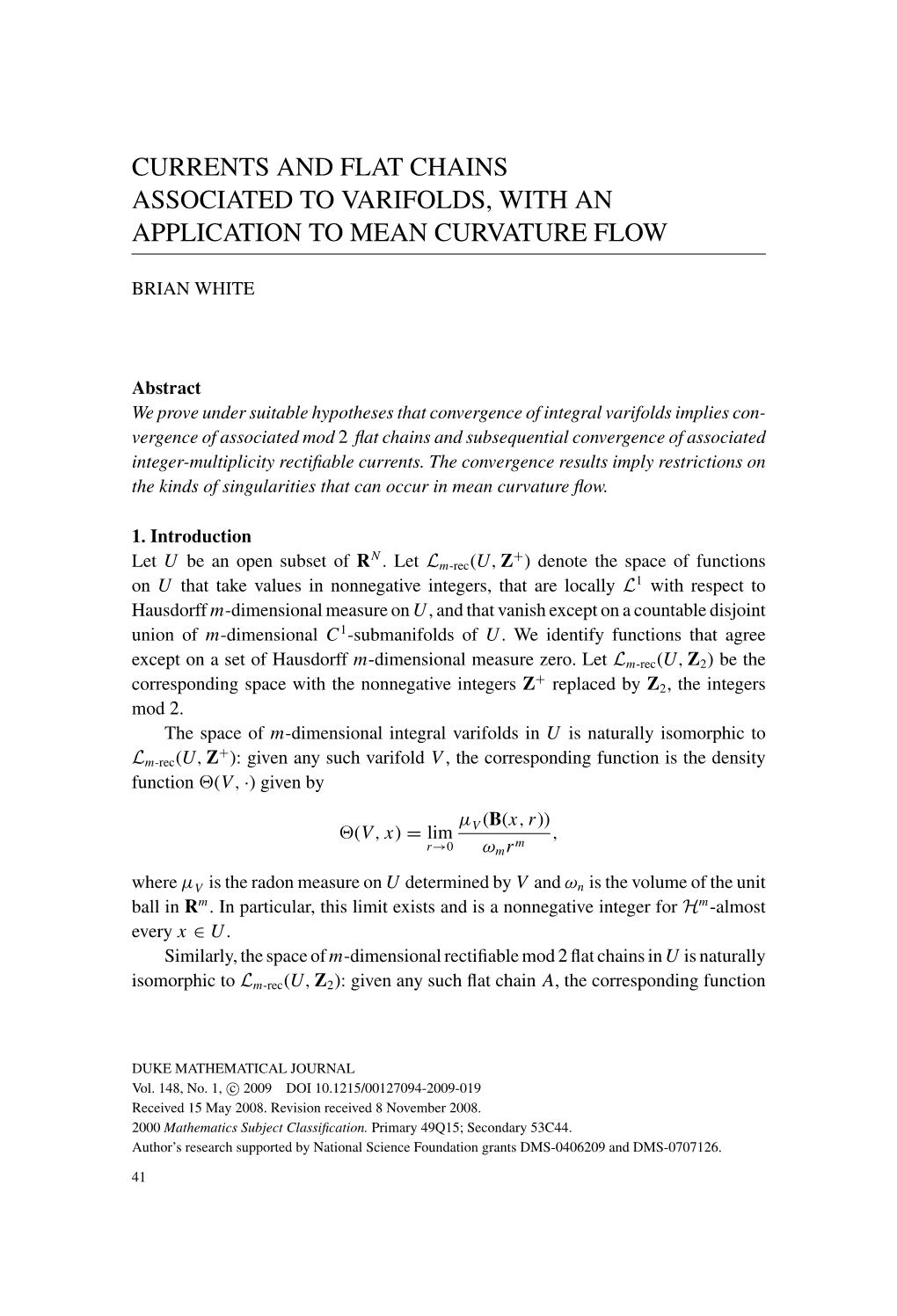 Currents and Flat Chains Associated to Varifolds, with an Application to Mean Curvature Flow