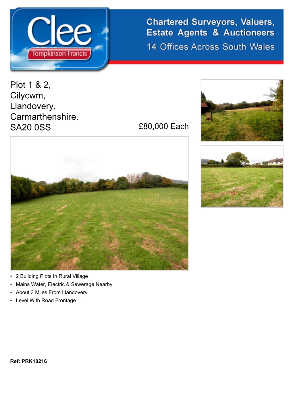 Plot 1 & 2, Cilycwm, Llandovery, Carmarthenshire. SA20