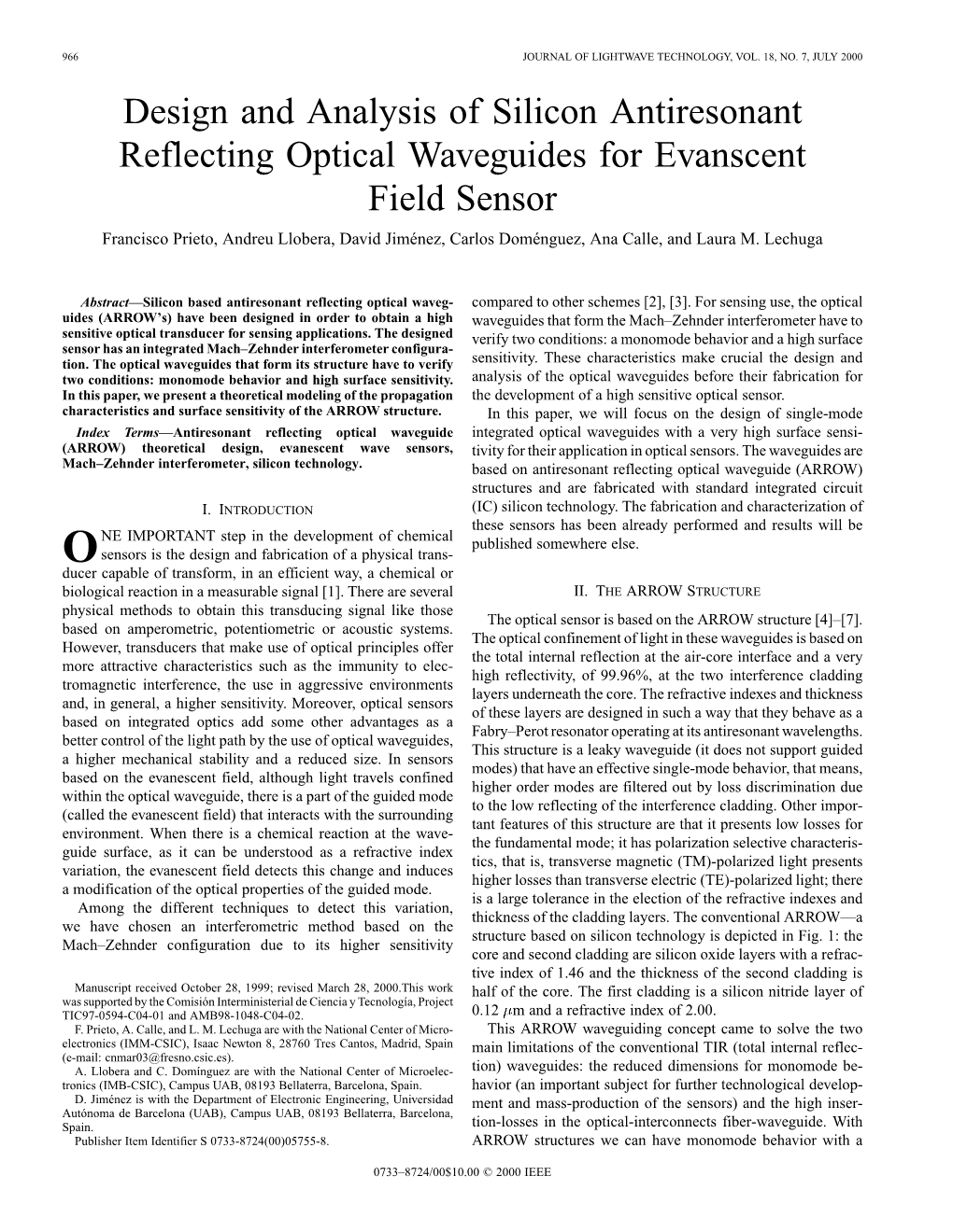 Design and Analysis of Silicon Antiresonant Reflecting Optical