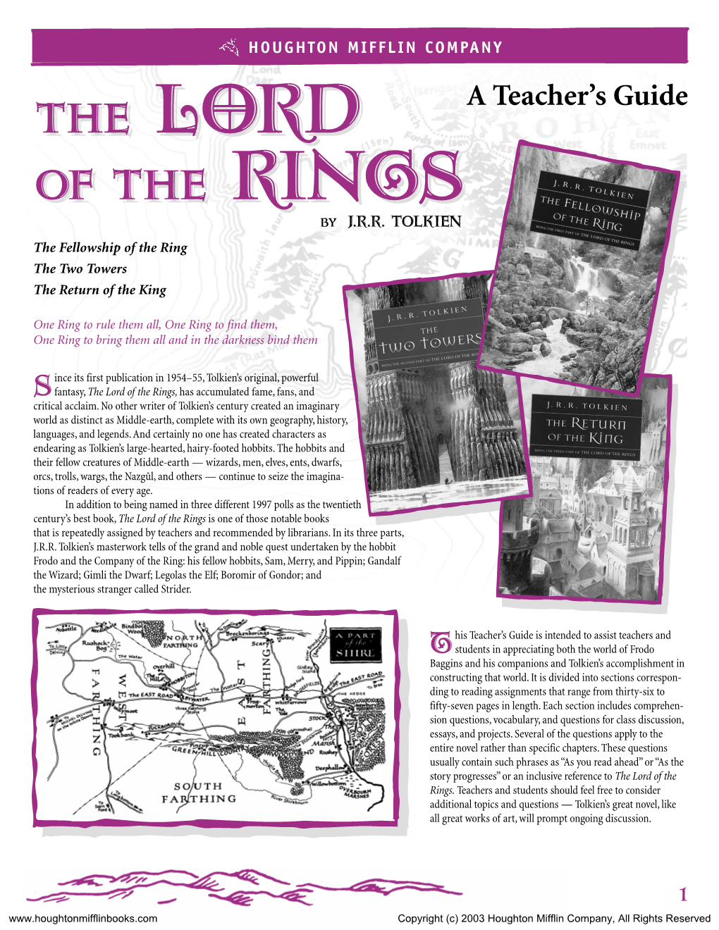 A Teacher's Guide for Lord of the Rings Published by Houghton