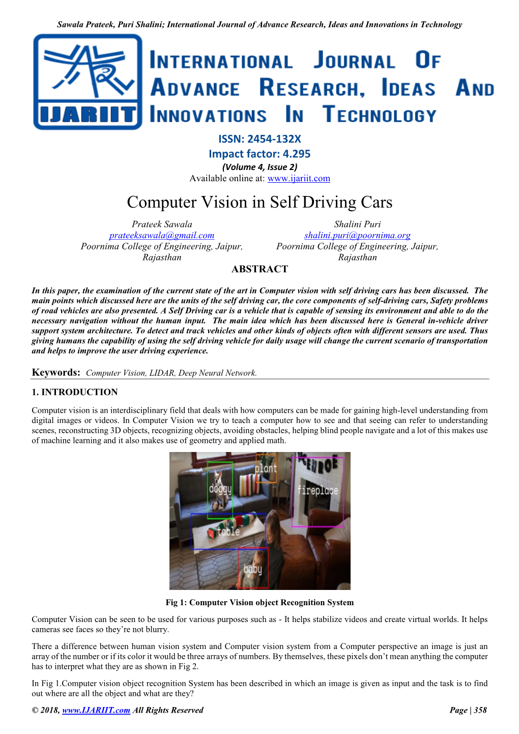 Computer Vision in Self Driving Cars